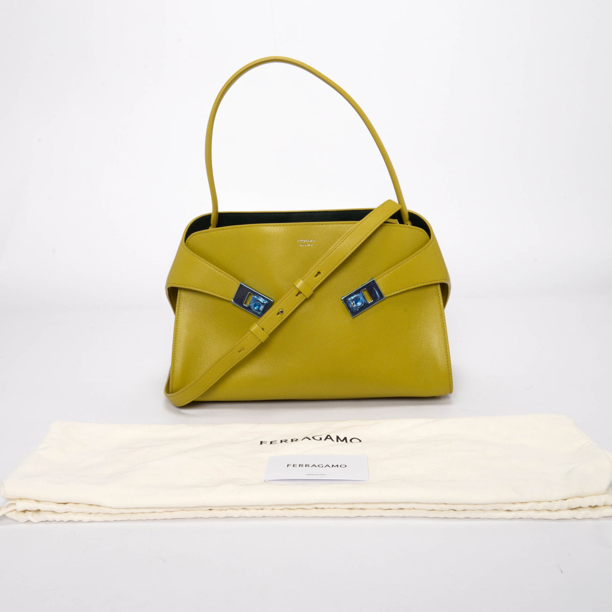 Ferragamo Bi-Colour Calfskin Medium Hug Soft Shoulder Bag