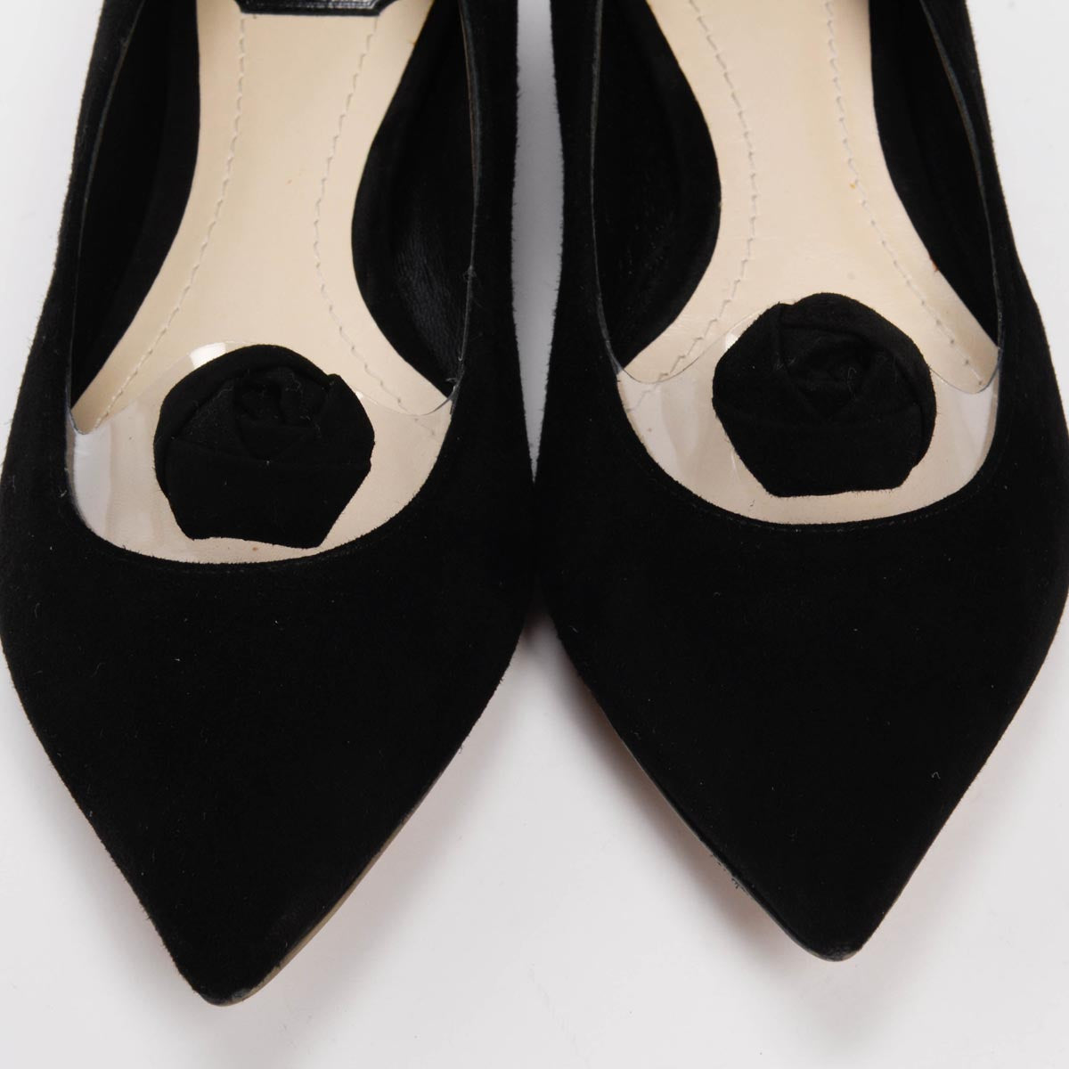 Dior Black Suede Rosette Flats 39.5
