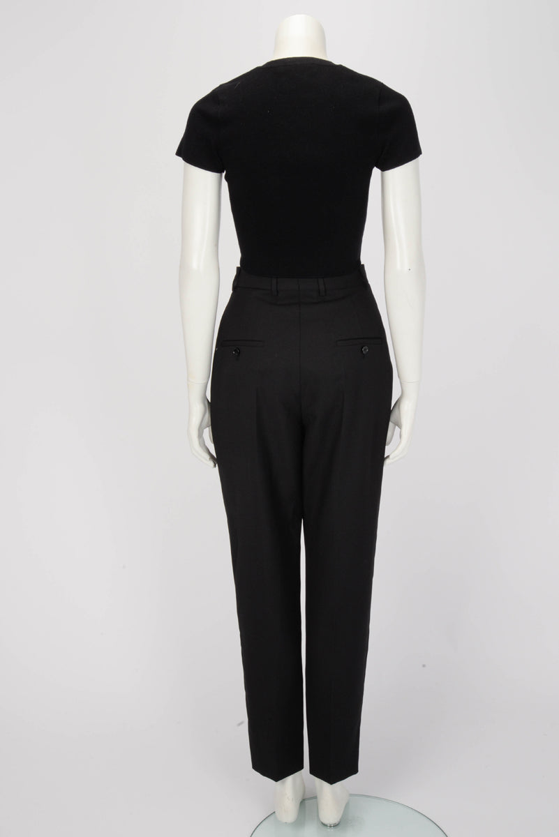 Celine Black Grain de Poudre New Wave Pants FR 40