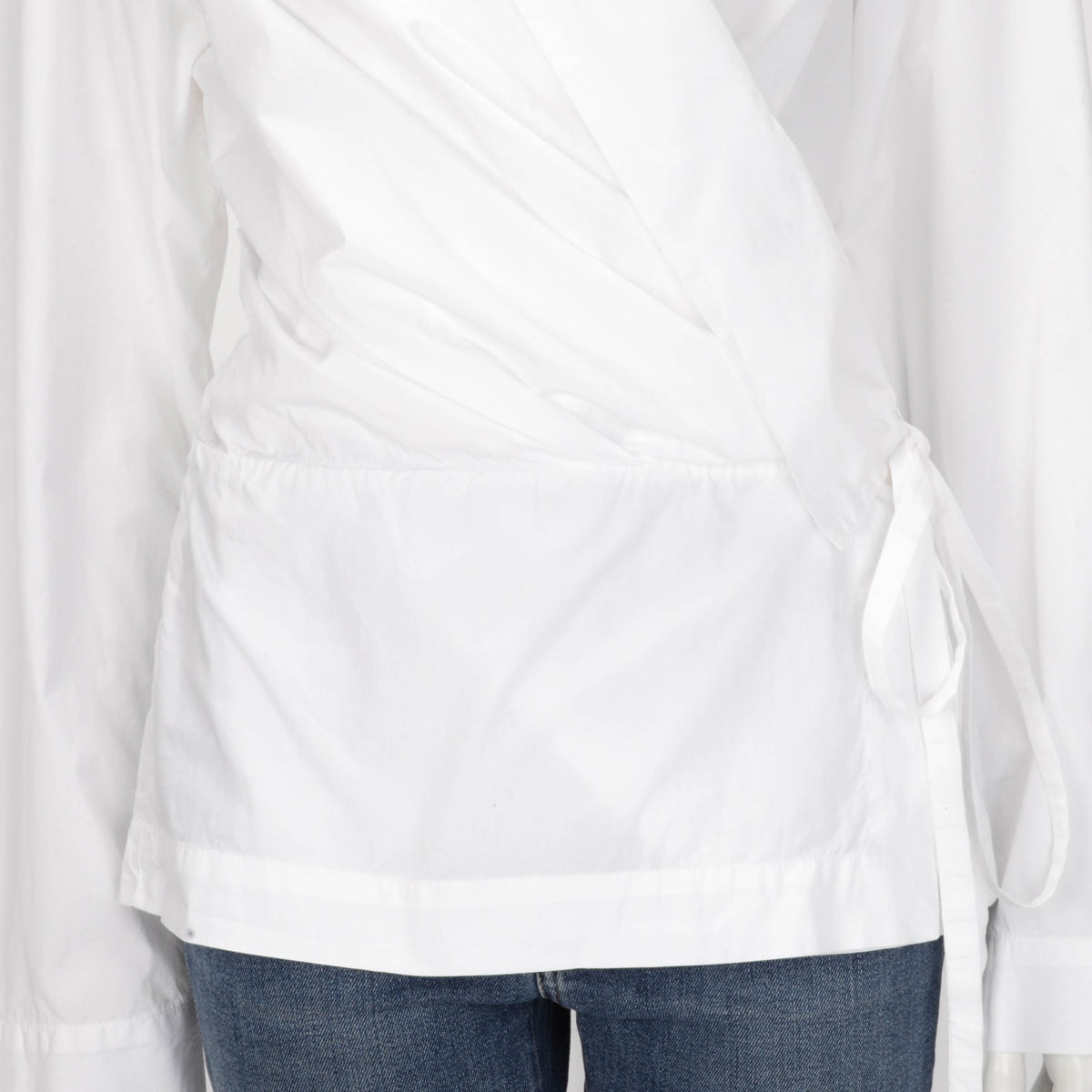 Dries Van Noten White Cotton Tie Blouse FR 44
