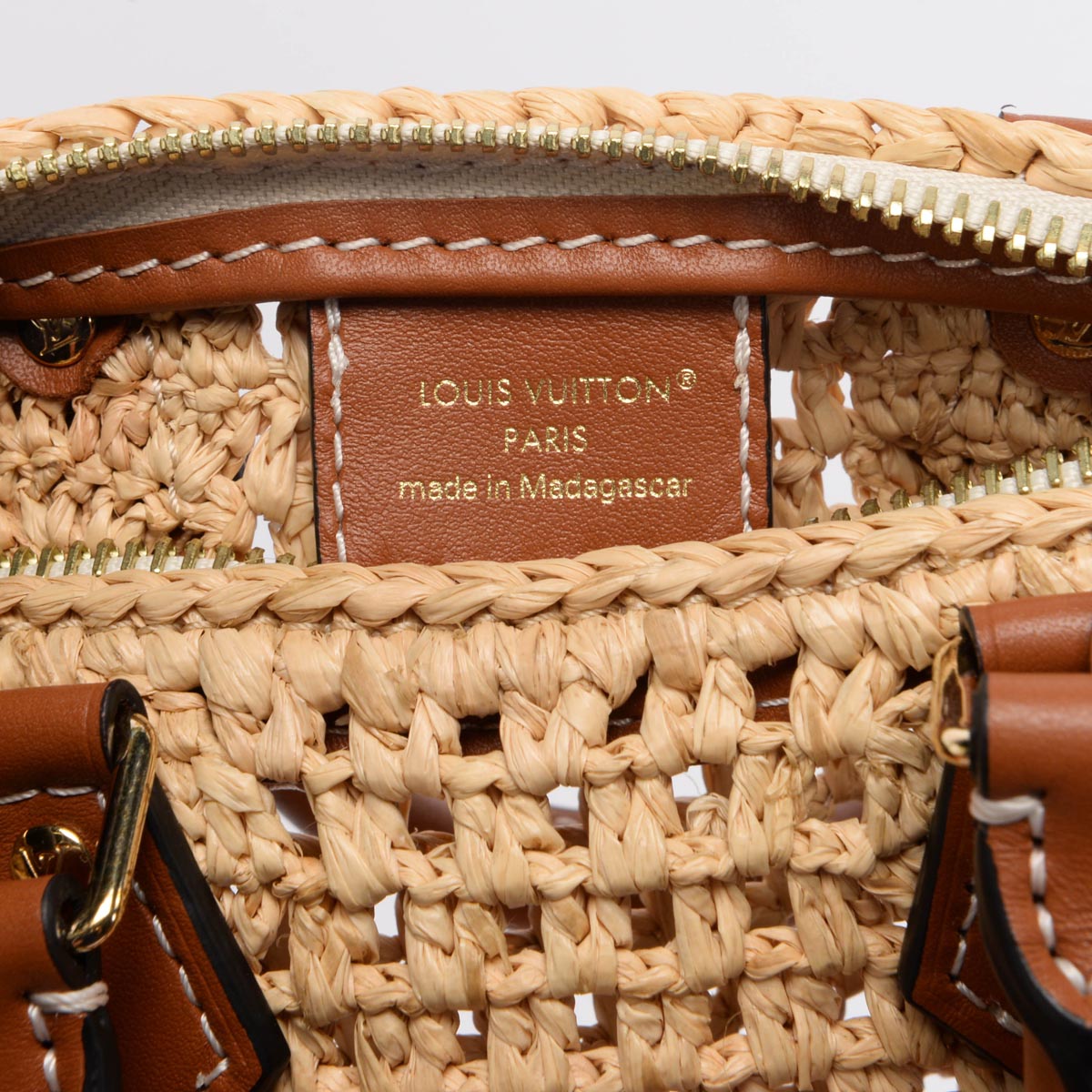 Louis Vuitton Tan Leather & Raffia Nano Speedy