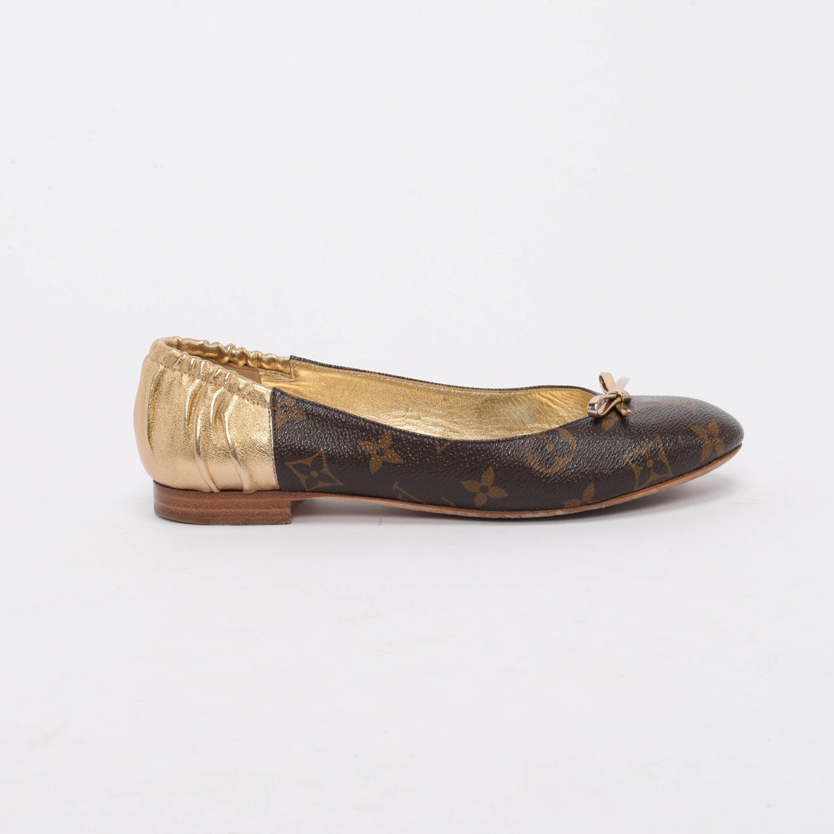Louis Vuitton Gold Monogram Canvas Joy Ballerina Flats 35.5