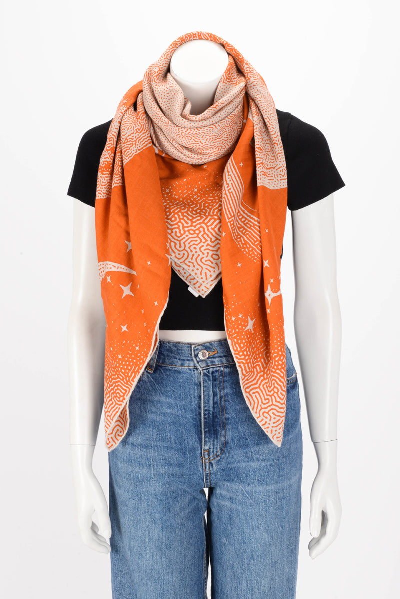 Hermes Orange Cashmere & Silk Clair de Lune Shawl 140