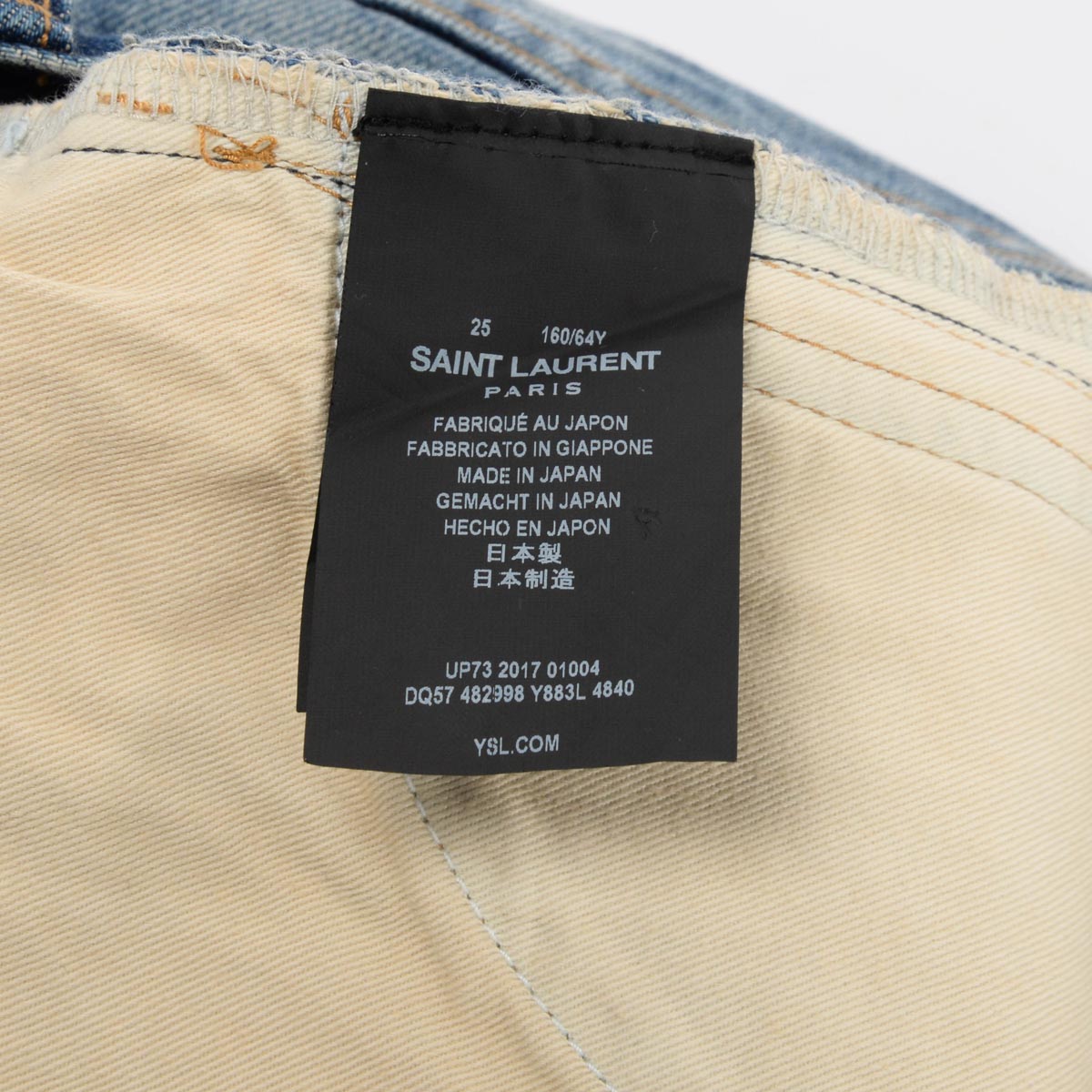 Saint Laurent Indigo Distressed Denim Cut Off Shorts 25