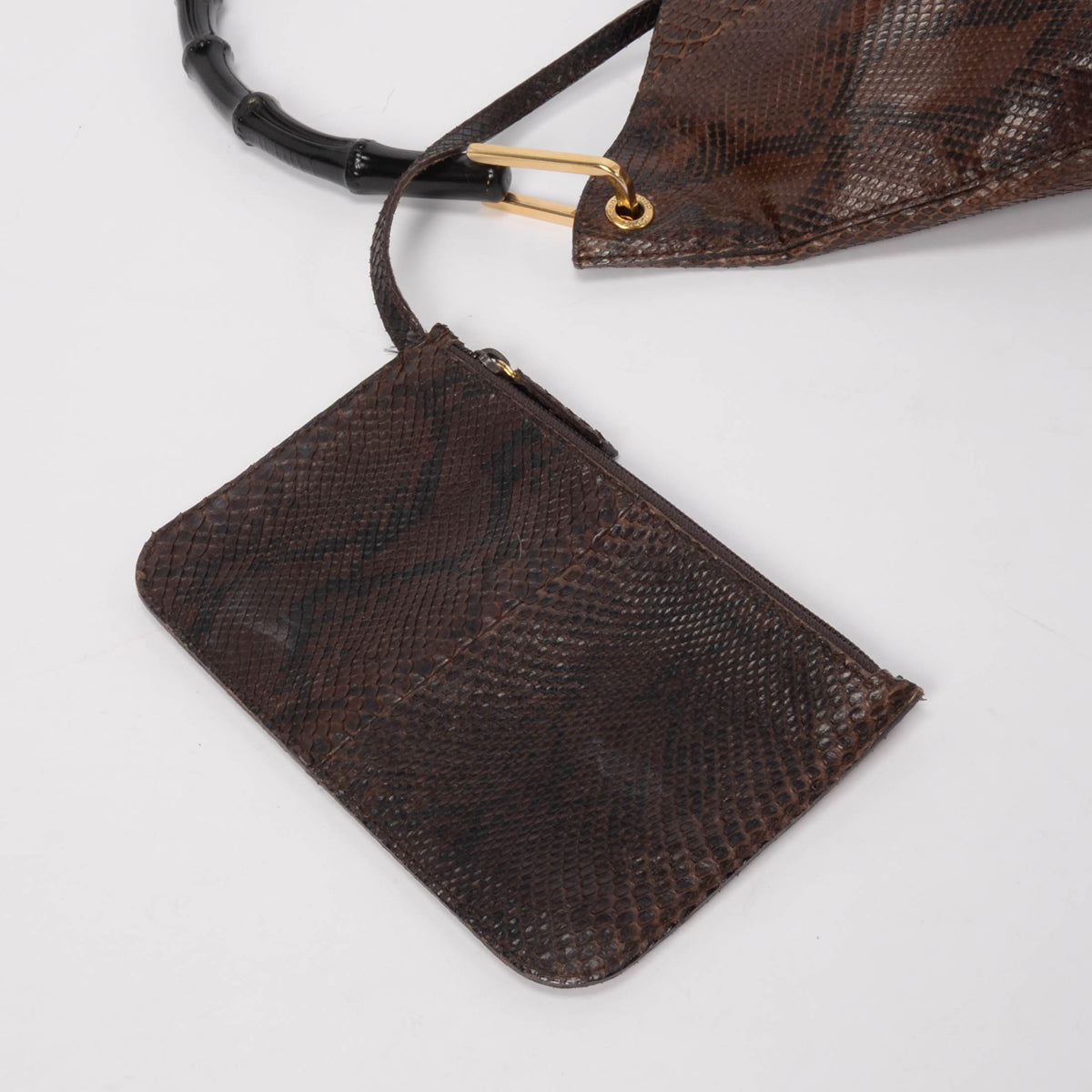 Gucci Brown Python Bamboo Shoulder Bag