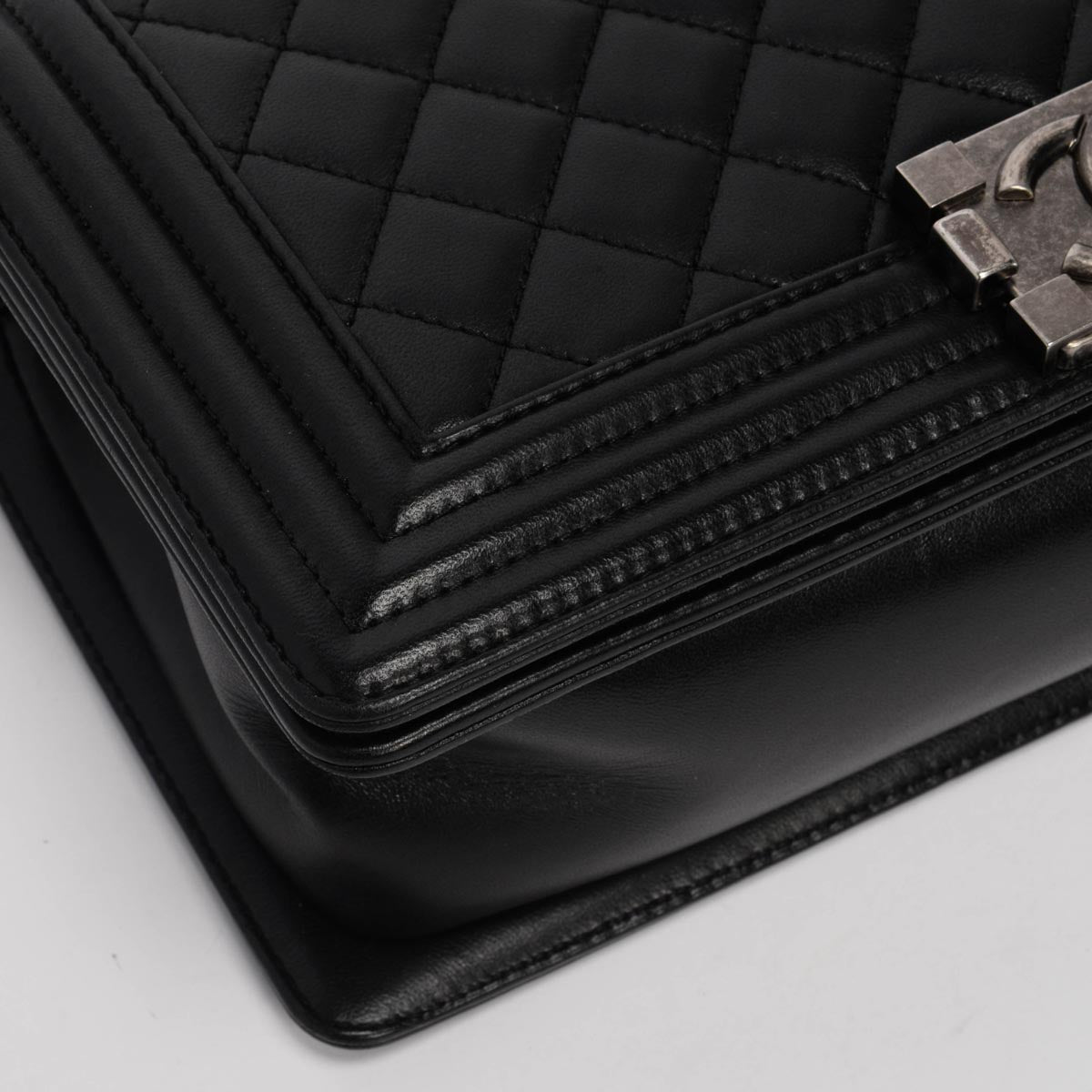 Chanel Black Quilted Lambskin Medium Boy Bag