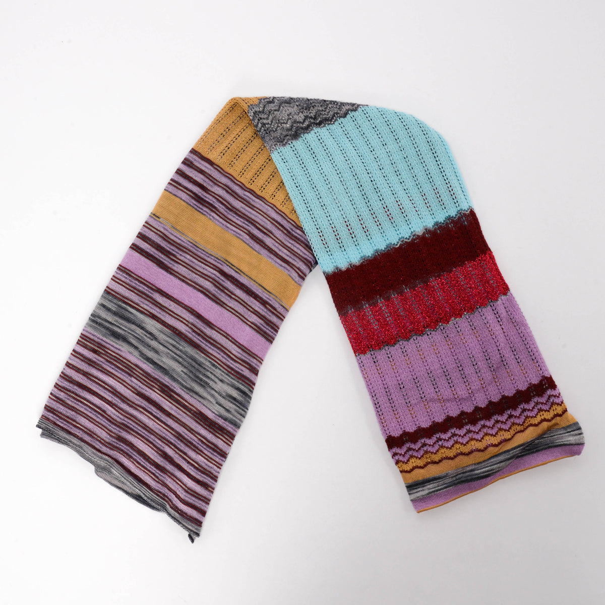 Missoni Multi Colour Cotton Viscose Blend Striped Scarf