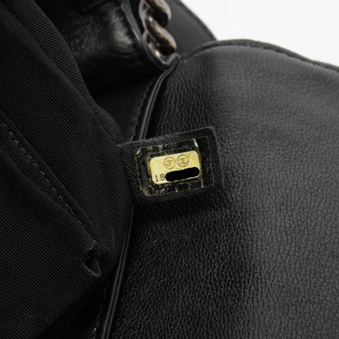 Chanel Black Calfskin Old Medium Reverso Boy Bag