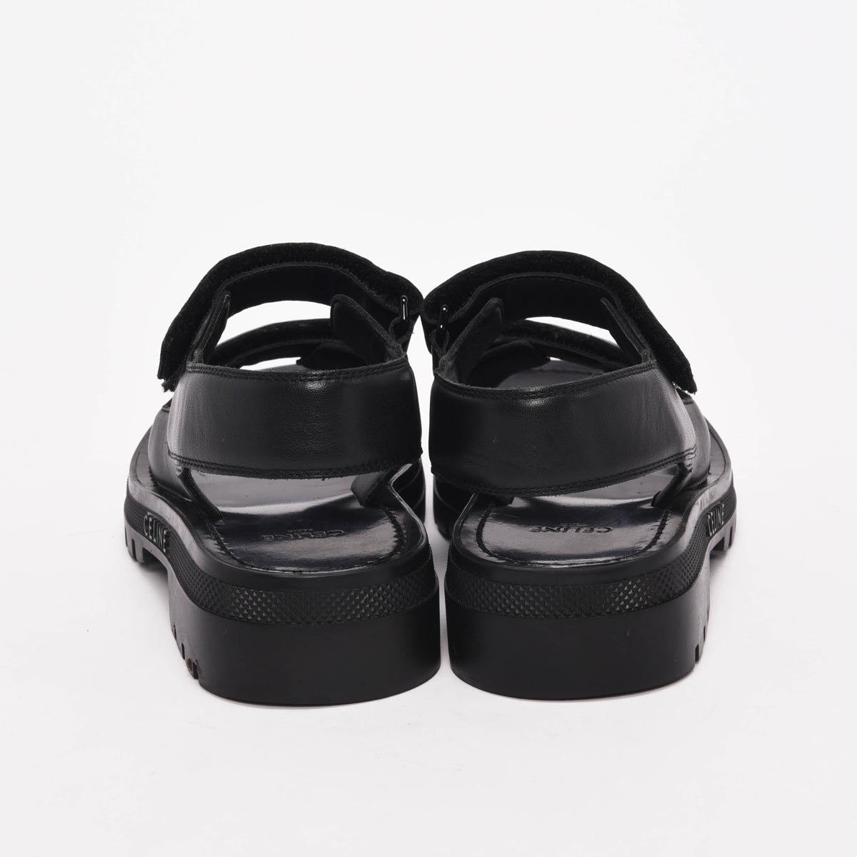 Celine Black Calfskin Leo Scratch Sandals 36