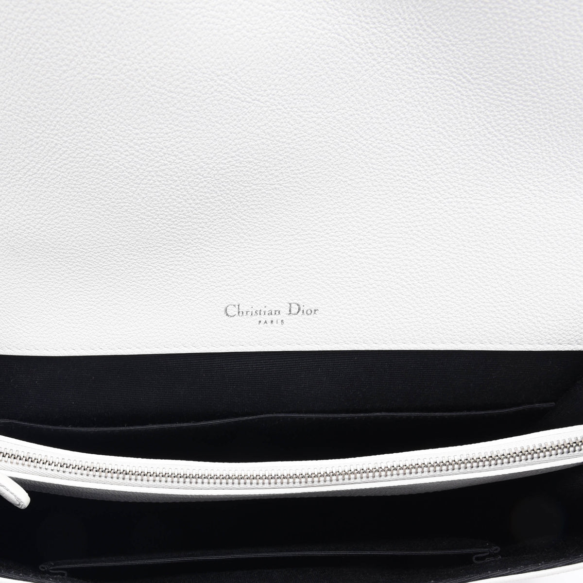 Dior White Grained Calfskin Diorama Flap Large Bag
