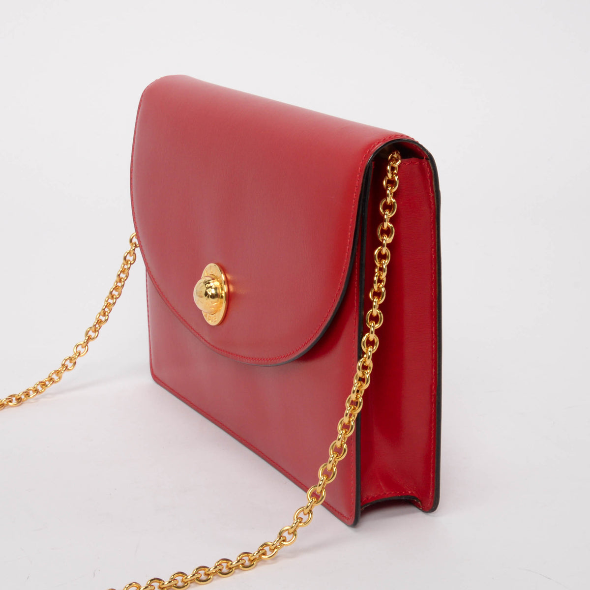 Celine Vintage Red Calfskin Starball Chain Shoulder Bag