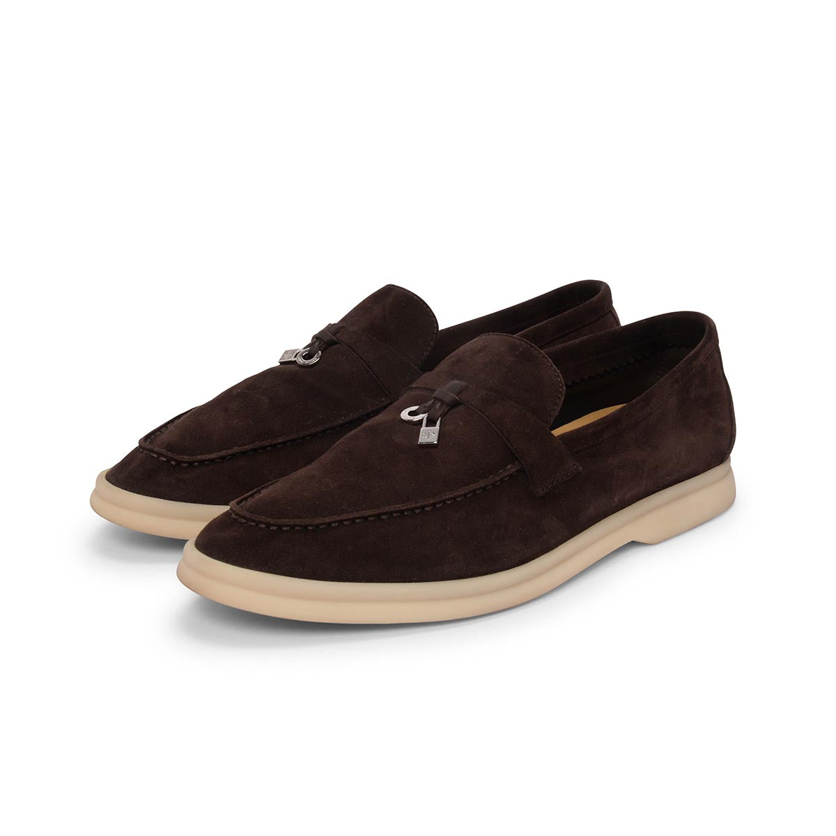 Loro Piana Chocolate Suede Summer Charms Walk Loafers 38