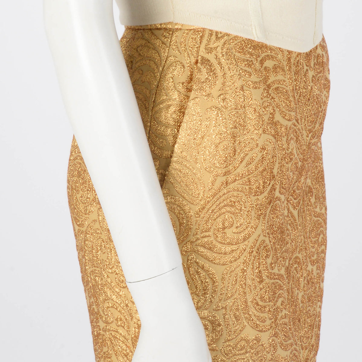 Yves Saint Laurent Gold Jacquard Brocade Skirt Suit