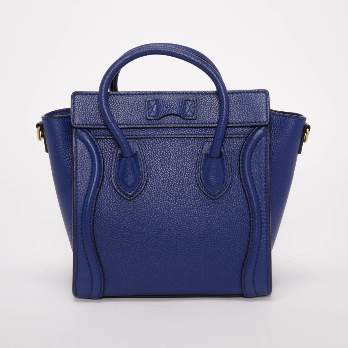Celine Indigo Drummed Calfskin Micro Luggage Mini Bag