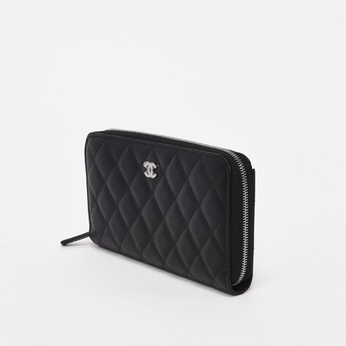 Chanel Black Quilted Caviar Long Zipped Wallet