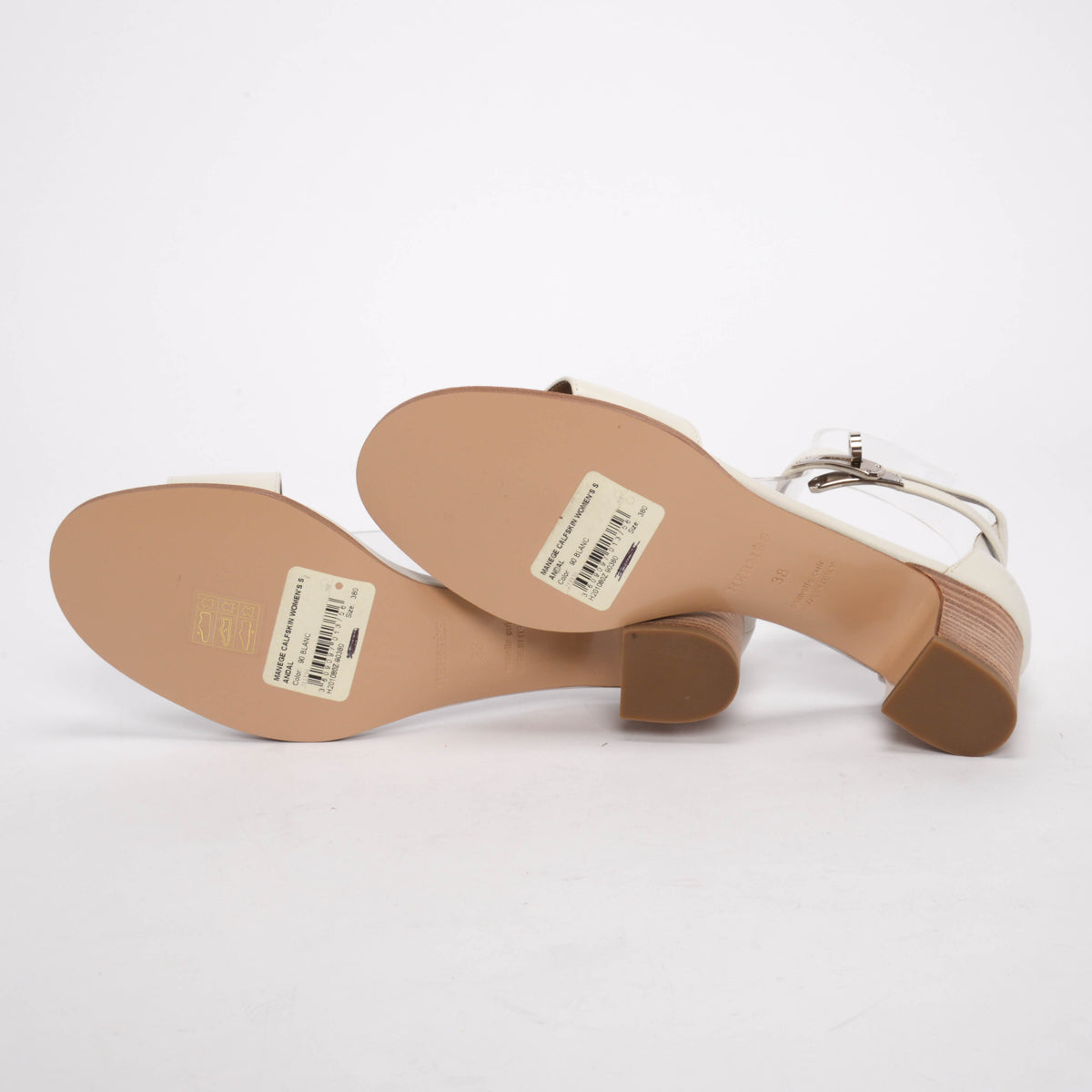 Hermes White Calfskin Manege Sandals 38