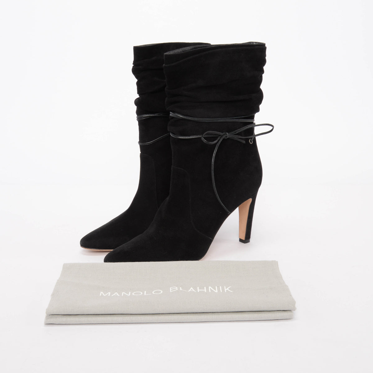 Manolo Blahnik Black Suede Cavashipla Slouchy Boots 39.5