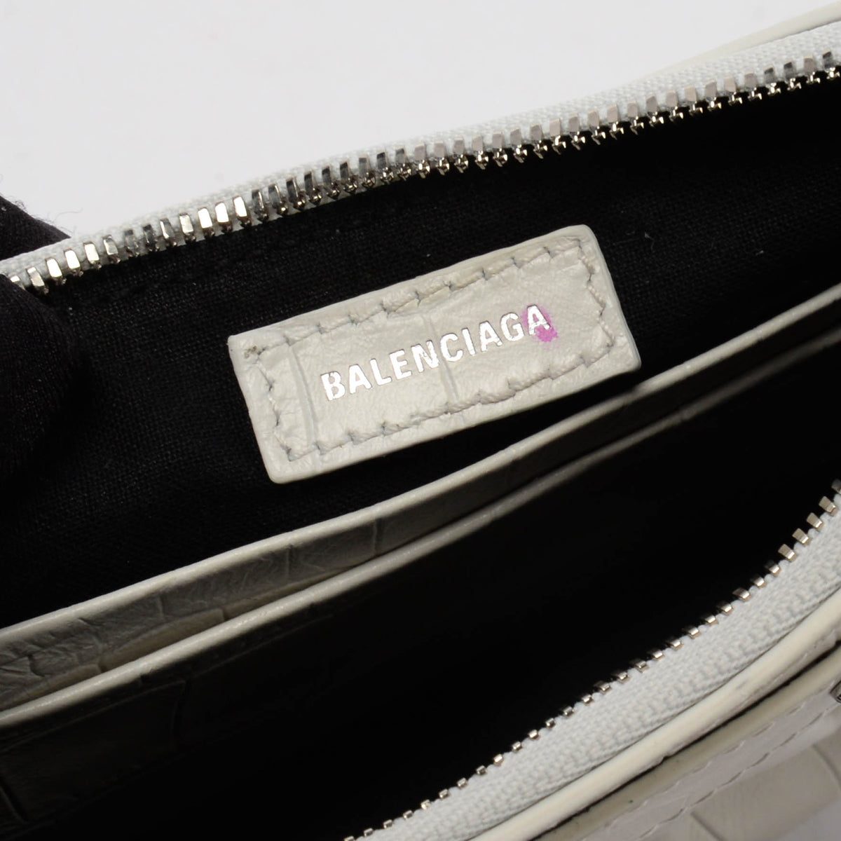 Balenciaga White Croc Embossed Le Cagole Mini Bag