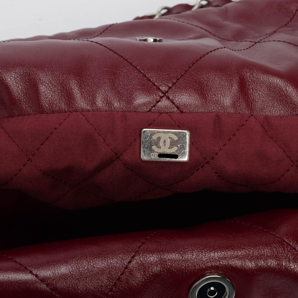 Chanel Burgundy Shiny Calfskin Medium 22 Bag