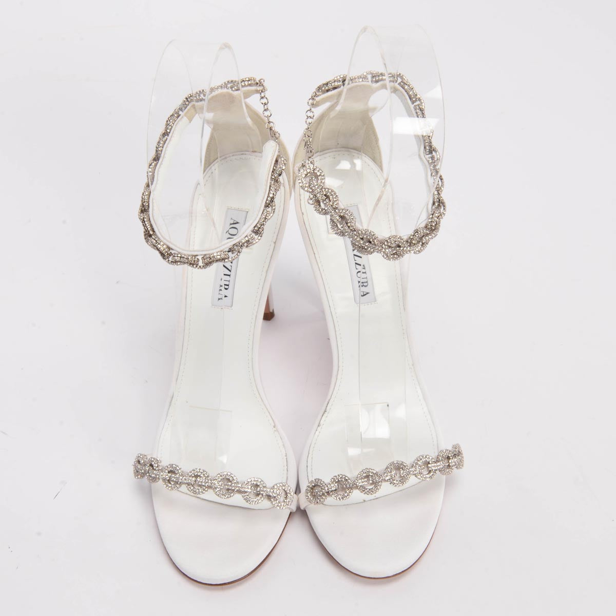Aquazzura White Grosgrain Love Link Sandals 40