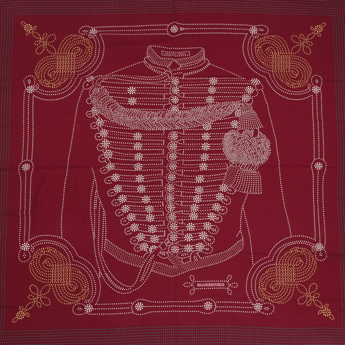 Hermes Bordeaux Cashmere & Silk Brandebourgs Points Shawl