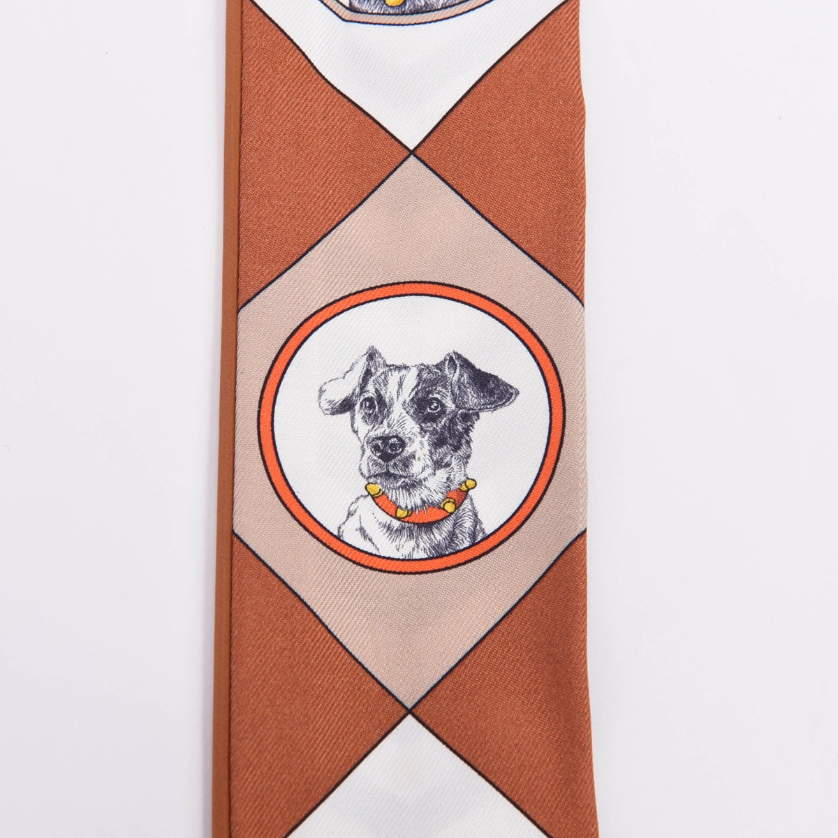 Hermes Black Silk & Leather Trim Colliers et Chiens Forever Twilly