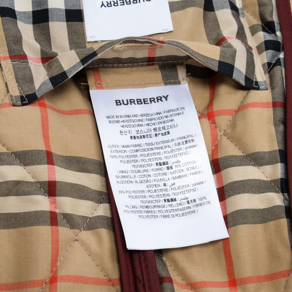 Burberry Burgundy Nylon Quilted Jacket