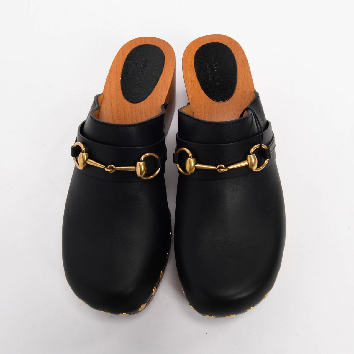 Gucci Black Calfskin Horsebit Clogs 40
