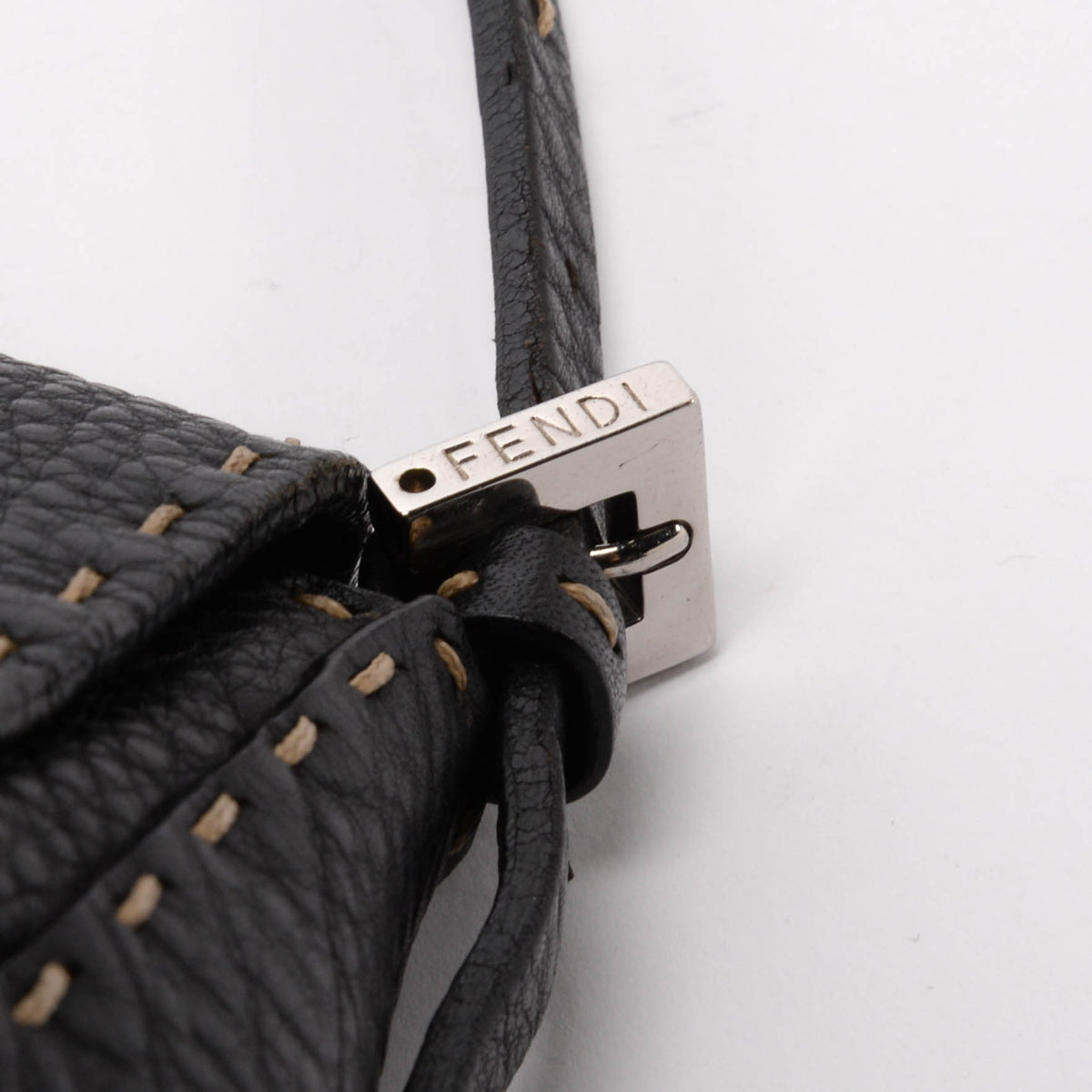 Fendi Black Selleria Mini Baguette Bag