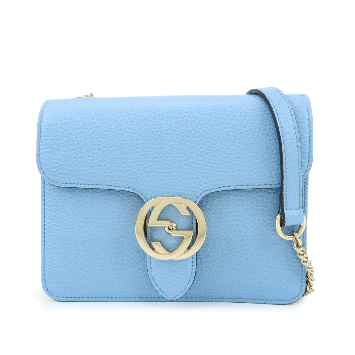 Gucci Light Blue Calfskin Interlocking G Shoulder Bag