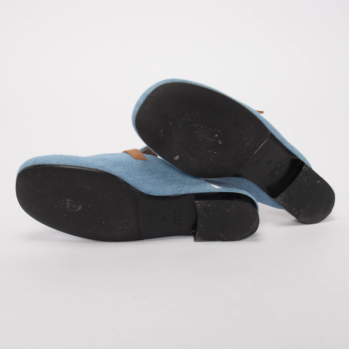 Hermes Blue Denim Lola Mules 37