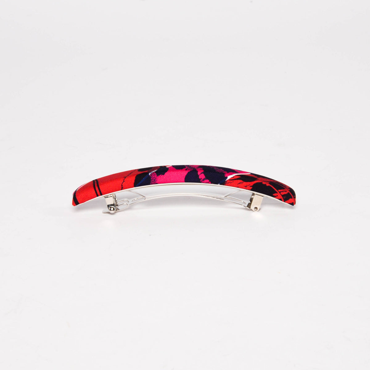 Hermes Pink & Red Silk Jungle Love Eclipse GM Hair Barrette