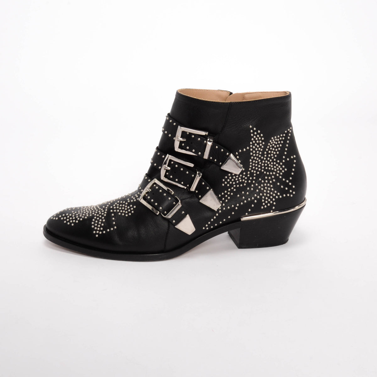 Chloe Black & Silver Studded Susanna Boots 39