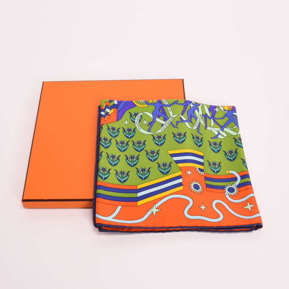 Hermes Multicolour Silk La Source De Pegase Scarf 90