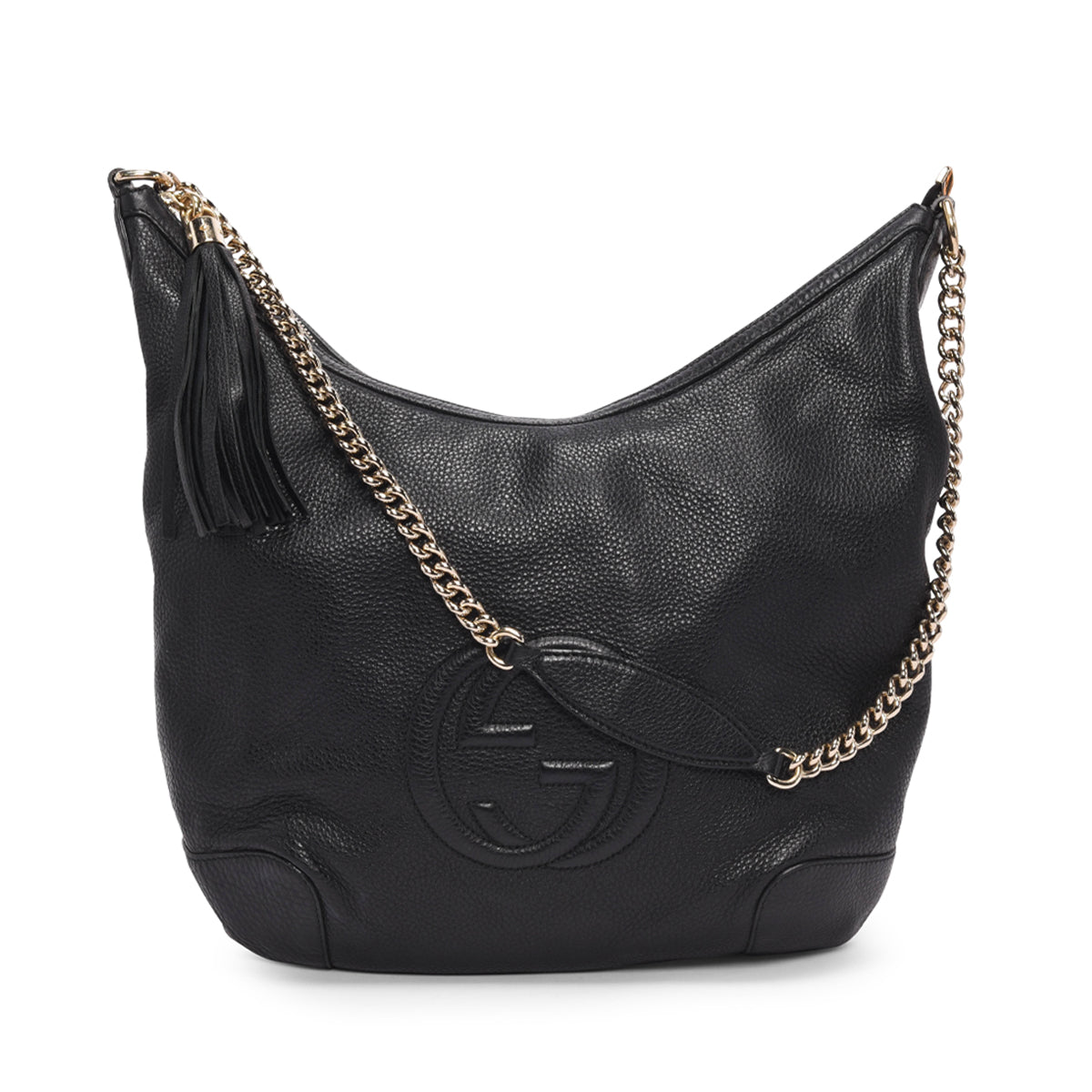 Gucci Black Grained Calfskin Soho Chain Shoulder Bag