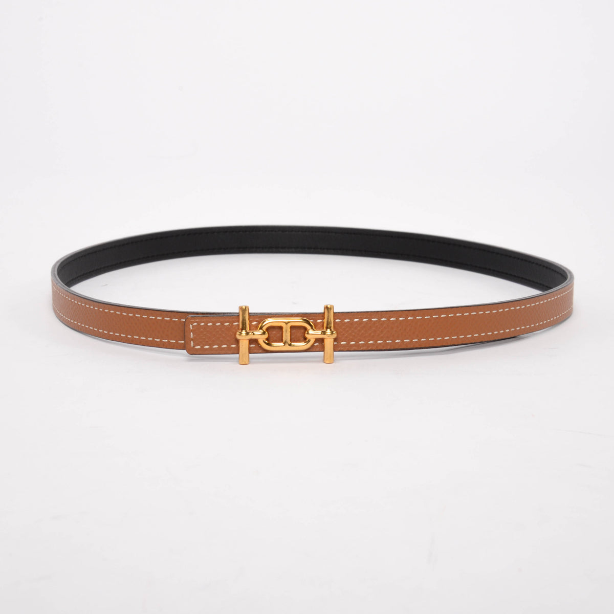 Hermes Black & Gold Epsom Ancre Reversible Belt