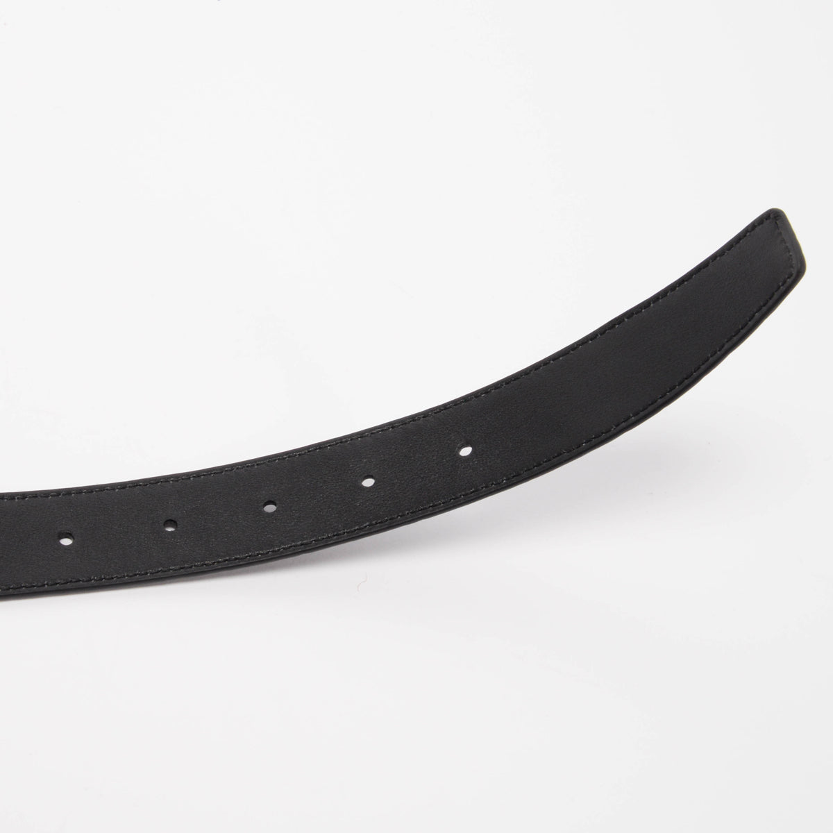 Saint Laurent Black Croc Embossed Leather Logo Buckle Belt