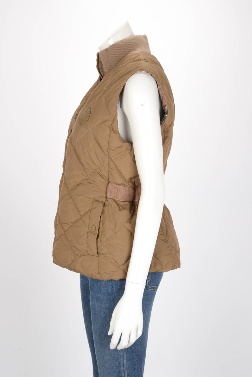 Hermes Khaki La Promenade du Matin Reversible Puffer Vest FR 40