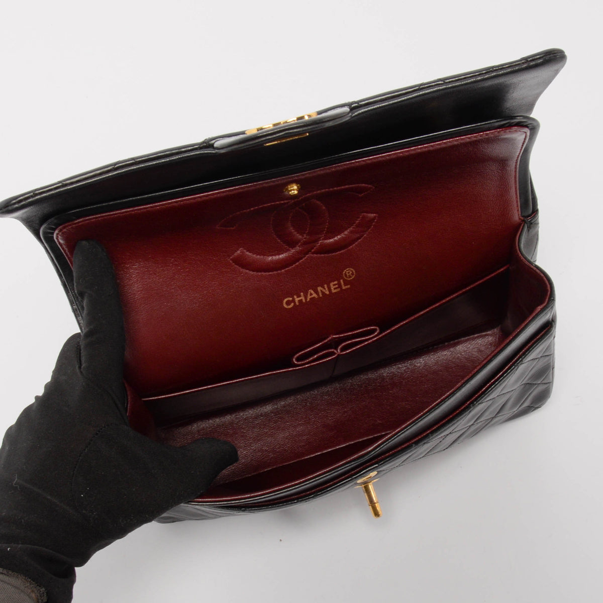 Chanel Vintage Black Quilted Lambskin Medium Classic Flap Bag