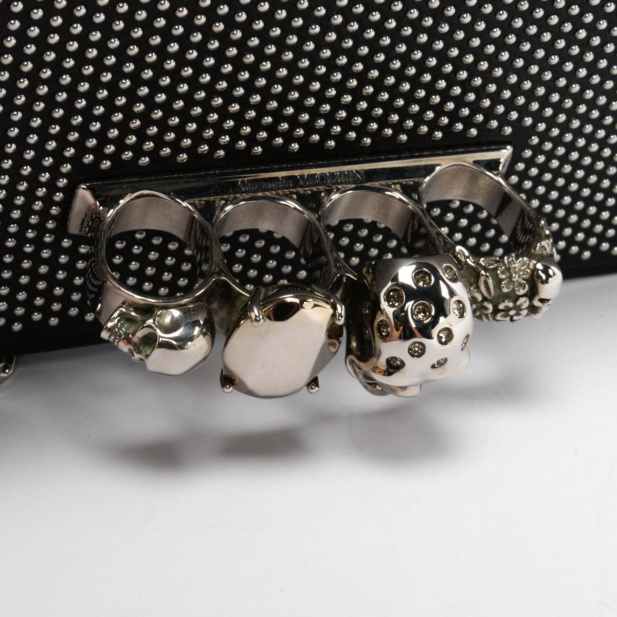 Alexander McQueen Black Studded Knuckle Cross Body Bag