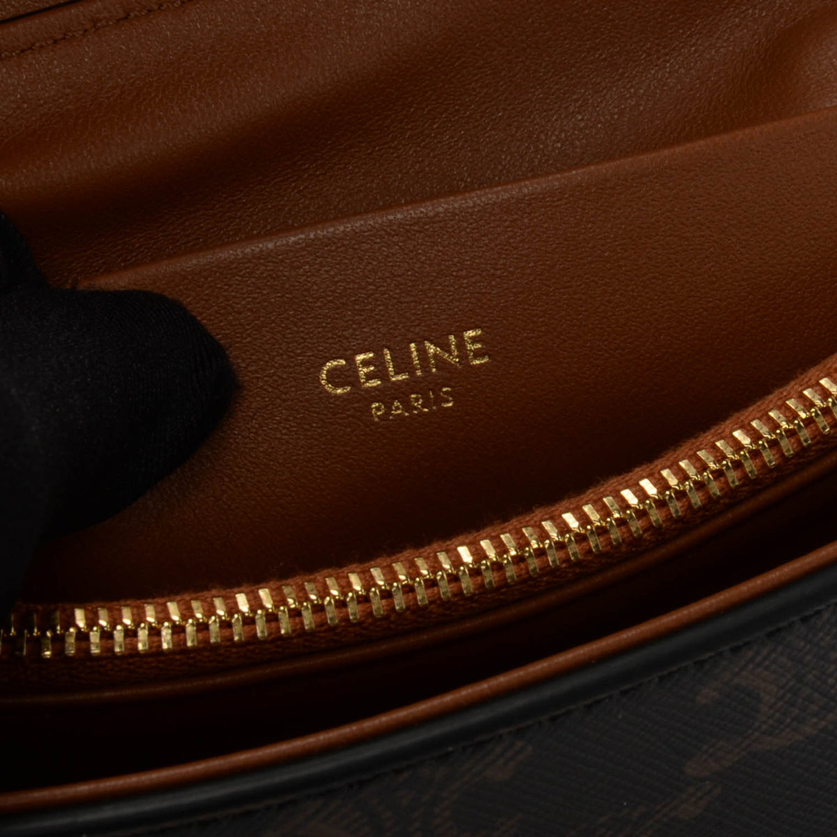 Celine Brown Triomphe Canvas Teen Nino Top Handle Bag