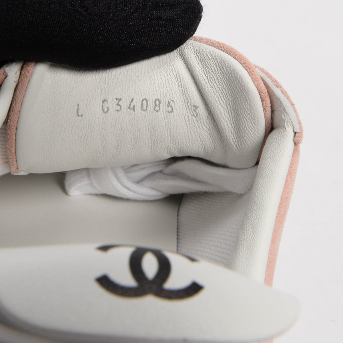 Chanel Pale Pink Suede Weekender Logo Sneakers 37