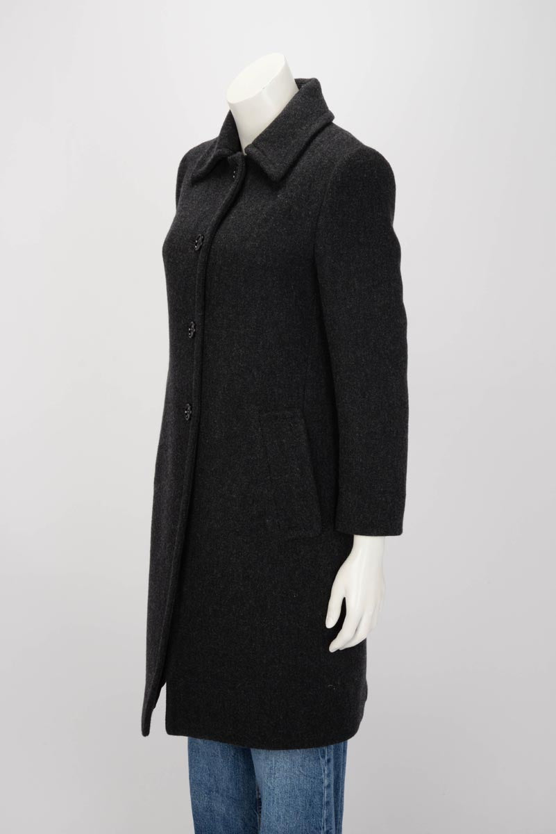 Prada Charcoal Wool Single Breasted Coat IT 42