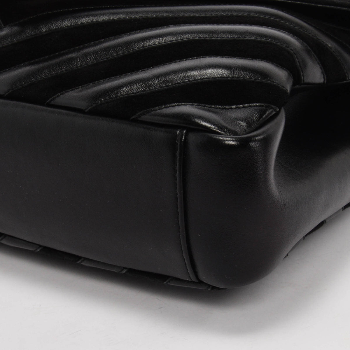 Saint Laurent Black Chevron Calfskin & Suede Large College Bag