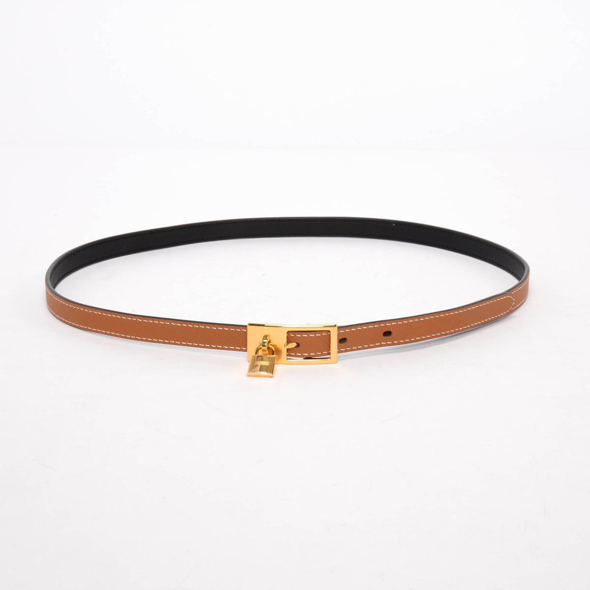 Hermes Black & Gold Epsom Lucky 15 Reversible Belt