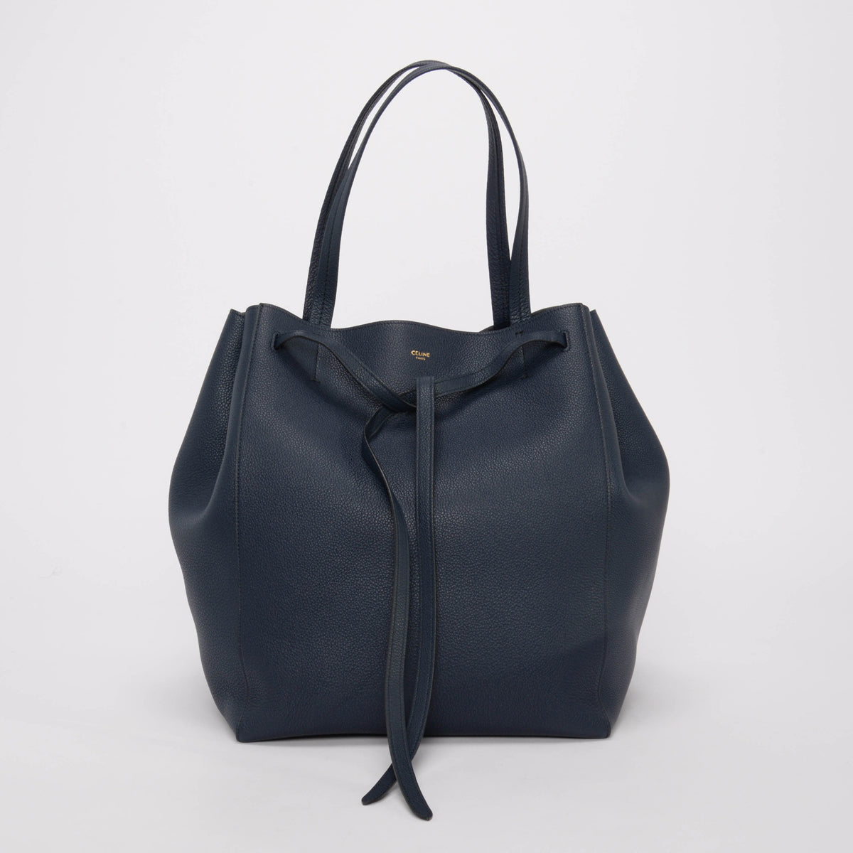 Celine Navy Grained Calfskin Medium Phantom Cabas Tote