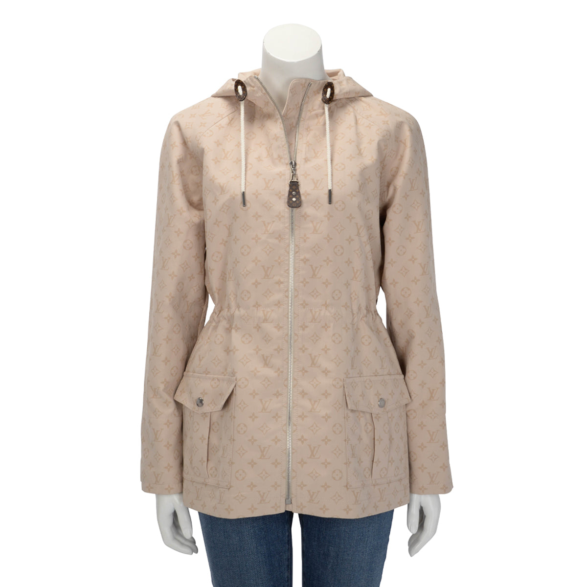 Louis Vuitton Beige Monogram Cotton Windbreaker Jacket FR 34