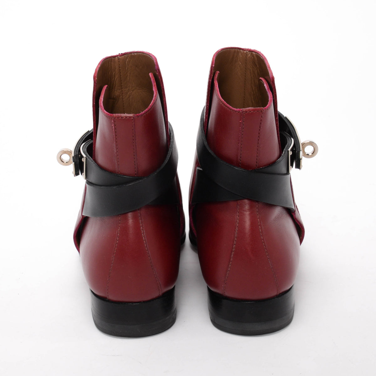 Hermes Carmin & Noir Calfskin Neo Ankle Boots 36