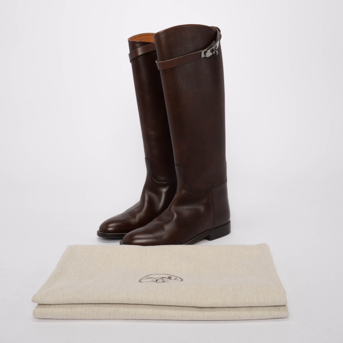 Hermes Chocolat Box Calf Jumping Boots 36