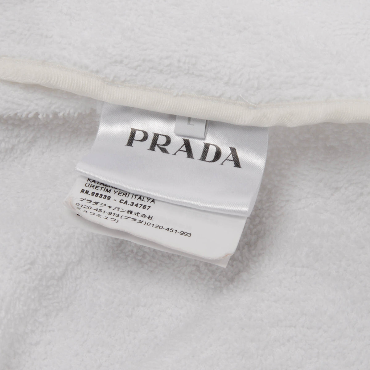 Prada White Terry Cotton Logo Plaque Shirt L